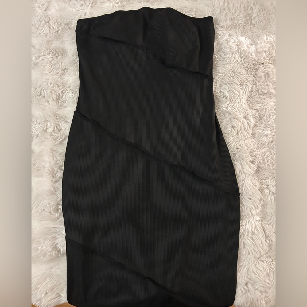 Black Strapless Midi Dress